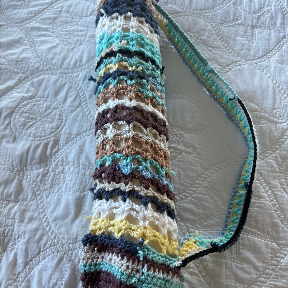 Multicolor Crochet Shoulder Bag for Yoga Mat